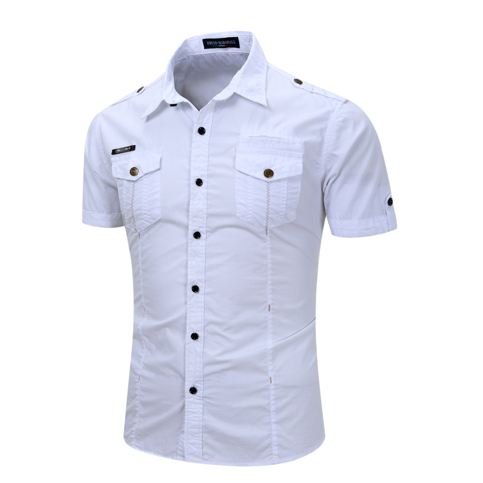 2021 High quality Men Casual Shirt Short Sleeve Cotton Spring Business Office Slim Summer Shirt Blue Loose Shirts