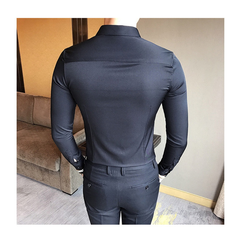 2021 High quality Printed Casual Shirt Men Long Sleeve New Slim Fit Tuxedo Shirts Male Fashion Night Club Shirt Men