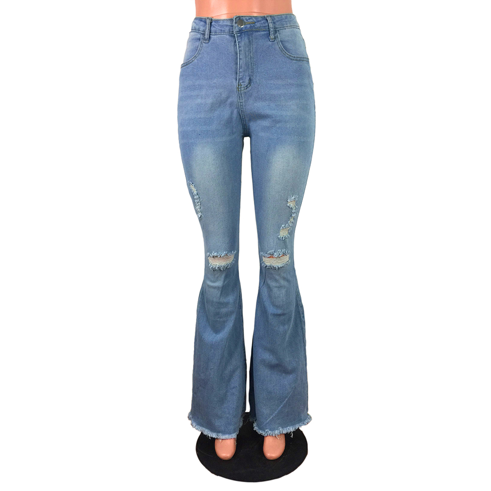 2021 High quality Spring Autumn New High Waist Flare Jeans Blue Female Trousers For Women Sexy Wide Leg Denim Pants