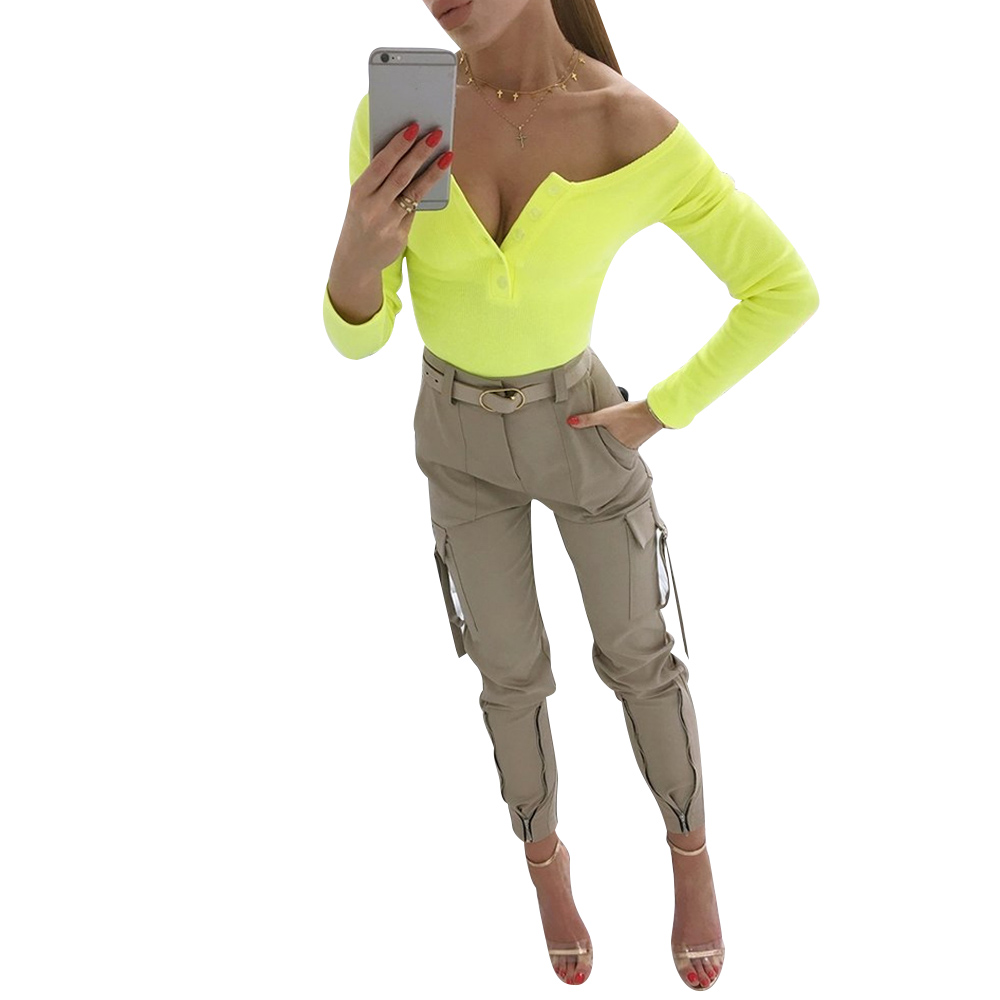 2021 High quality Women Tie Feet Cargo Pants Fashion Streetwear Pant Slim Fit Zipper Trousers High Waist Femme Pant