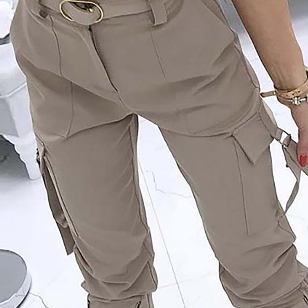 2021 High quality Women Tie Feet Cargo Pants Fashion Streetwear Pant Slim Fit Zipper Trousers High Waist Femme Pant