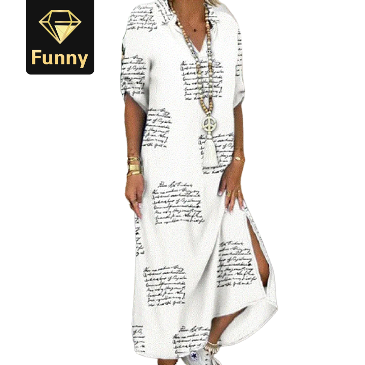 2021 High quality  Buttoned Slit Shirt Summer Neck Maxi Party Casual Loose Long Sleeve Dresses