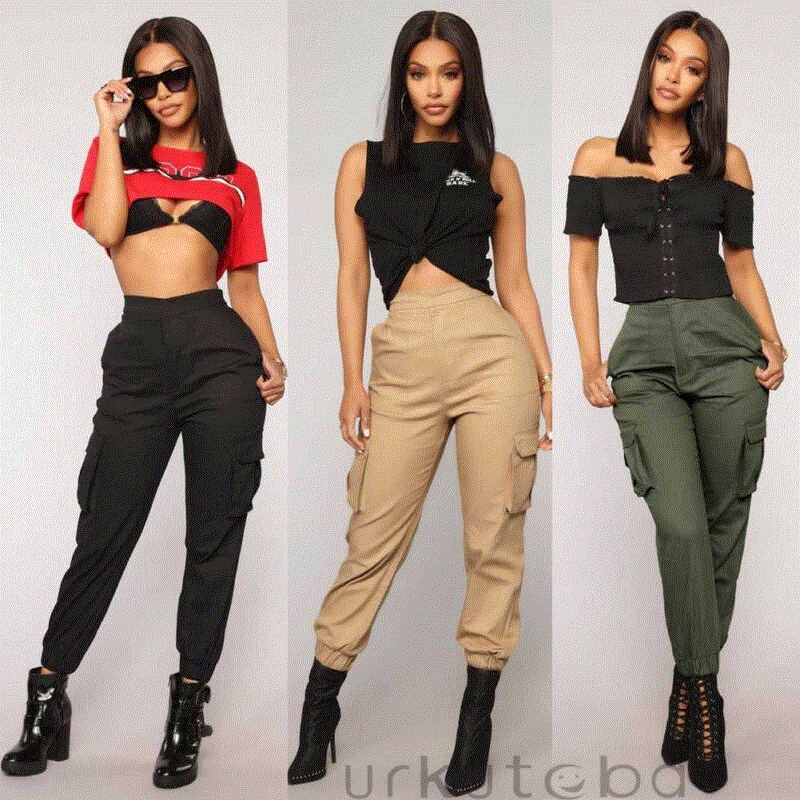 2021 High quality New Fashion Women's High Waist Casual Pants Military Army Combat Leggings  Loose Sports Trousers
