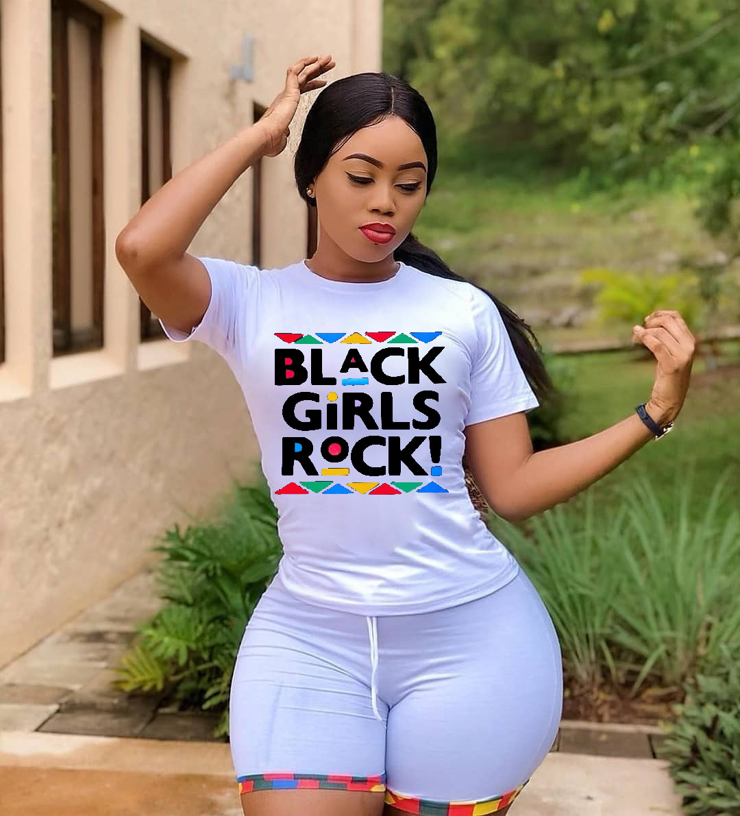 2021 High quality Letter Print Two Piece Set Summer Clothes For Women O Neck Short Sleeve T Shirt And Biker Short Suit