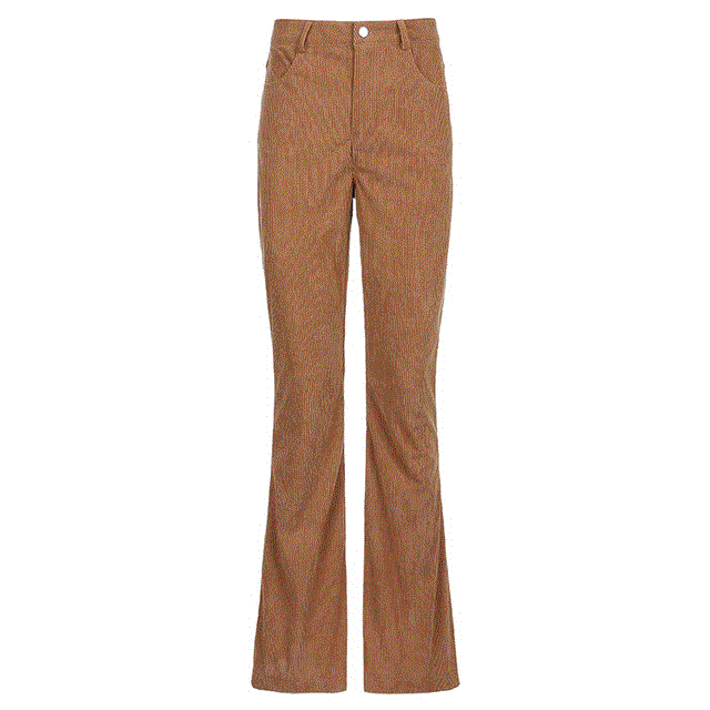 2021 High quality Newest Women Fashion Wild Trousers High Waist Stylish Chic Fitting Corduroy Flared Pants for Ladies