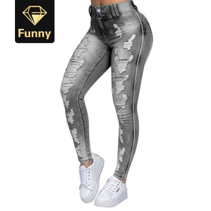 2021 High quality High Waist Push Up Denim Jeans Women Trousers Slim Fit Jeans Ladies Ripped Elastic Skinny Jeans Sexy