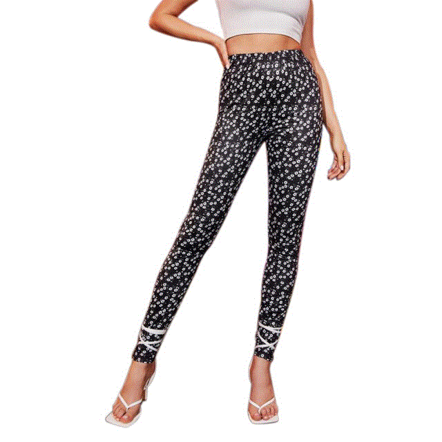 2021 High quality Women's Floral Printed Stretch Pants Fashion High Waist Jogger Trousers Ladies Sportswear Bottoms