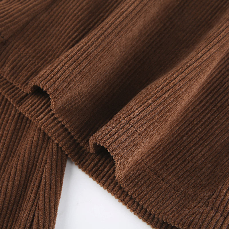 2021 High quality Newest Women Fashion Wild Trousers High Waist Stylish Chic Fitting Corduroy Flared Pants for Ladies