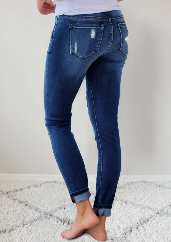 2021 High quality Women's Leopard Patchwork Ripped Jeans Mid Waist Slim Fit Skinny Hole Distressed Denim Trousers