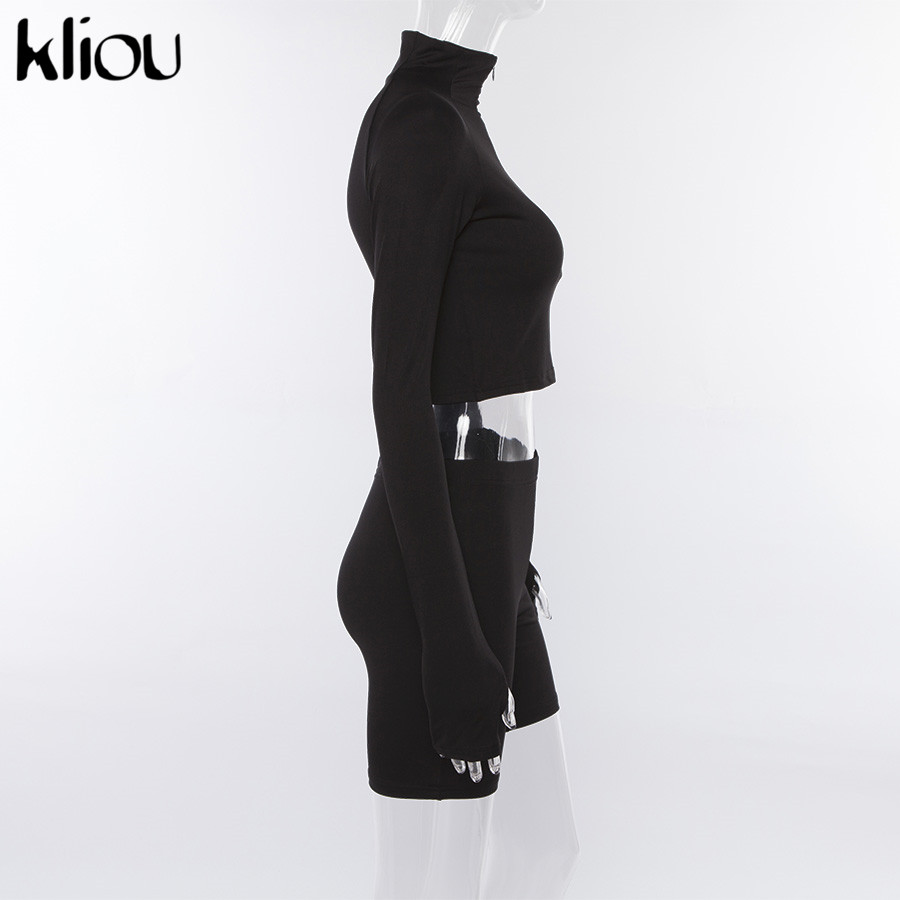 2021 High quality New Female Fluorescence Fitness Two Pieces Sets Autumn Full Sleeve Zipper Turtleneck Tops Suits