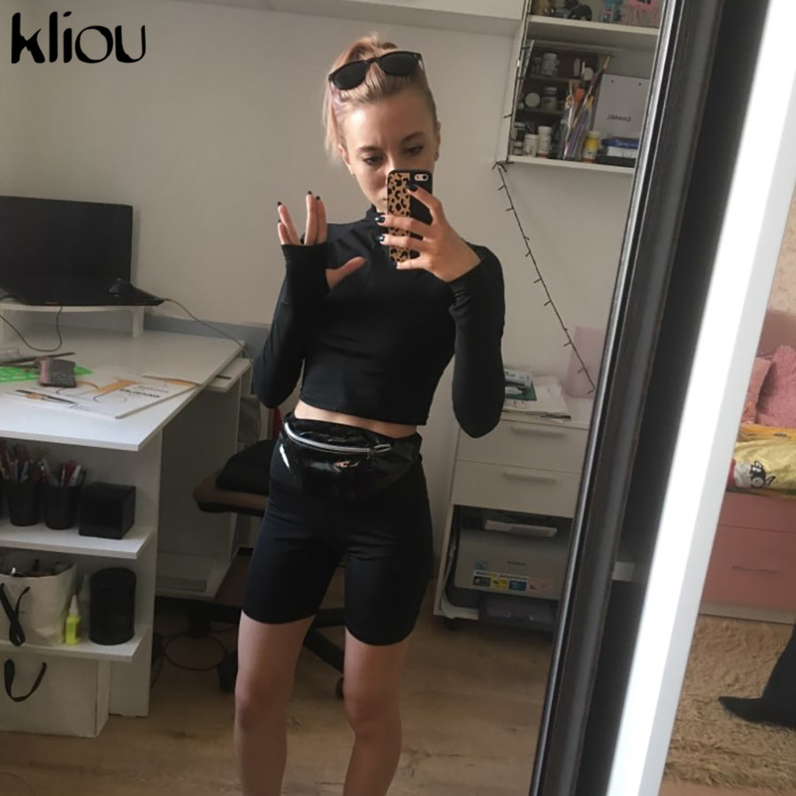 2021 High quality New Female Fluorescence Fitness Two Pieces Sets Autumn Full Sleeve Zipper Turtleneck Tops Suits