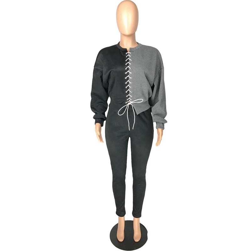 2021 High quality 2 pcs Women Sport Casual Outfit Fall Clothes for Women Sweatshirt Crop Top Sweatpants Suits