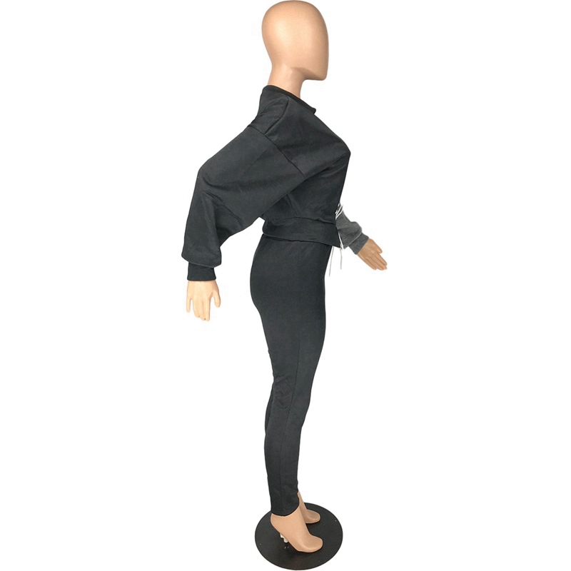 2021 High quality 2 pcs Women Sport Casual Outfit Fall Clothes for Women Sweatshirt Crop Top Sweatpants Suits