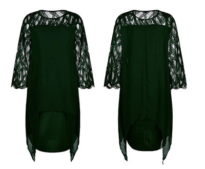2021 High quality Women's Dress Plus Size Chiffon Hollow Out Dress New Autumn Irregular Lace Sleeve Dresses