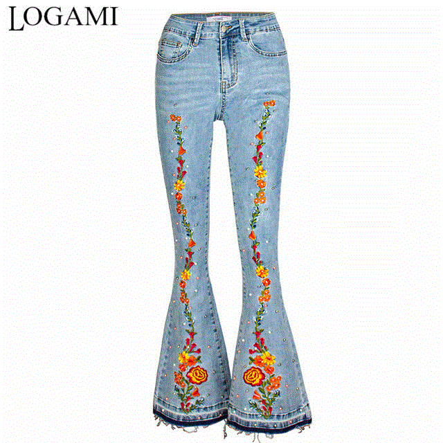 2021 High quality Flare Jeans Women Elasticity Released Hem Jeans Stretching Women Jeans Large Trousers