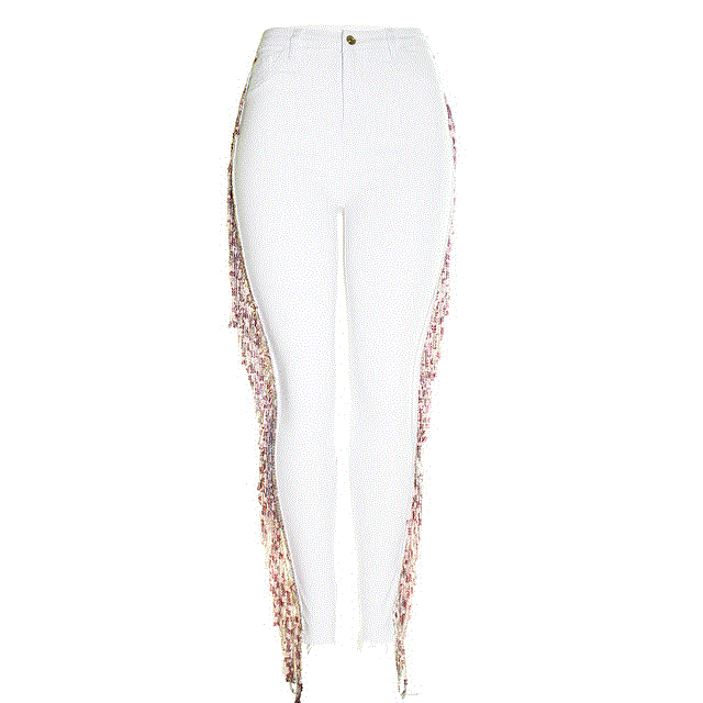 2021 High quality Jeans Streetwear Women High Waist Skinny Jeans Woman Tassel Spring Summer Pencil Pants Trousers