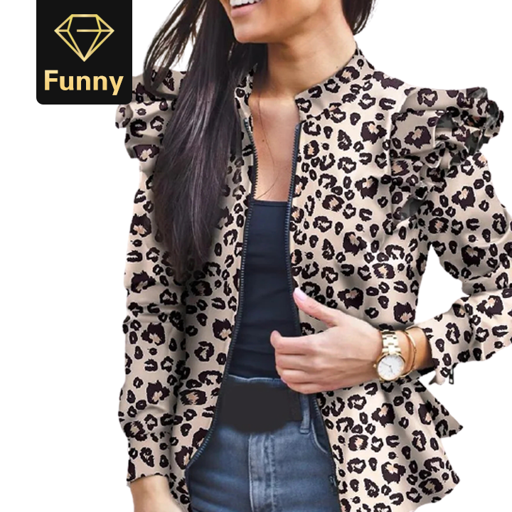 2021 High quality Autumn Women Fashion Camouflage Ruffles Coat Jacket Long Sleeve Stand Collar Short Coat Female