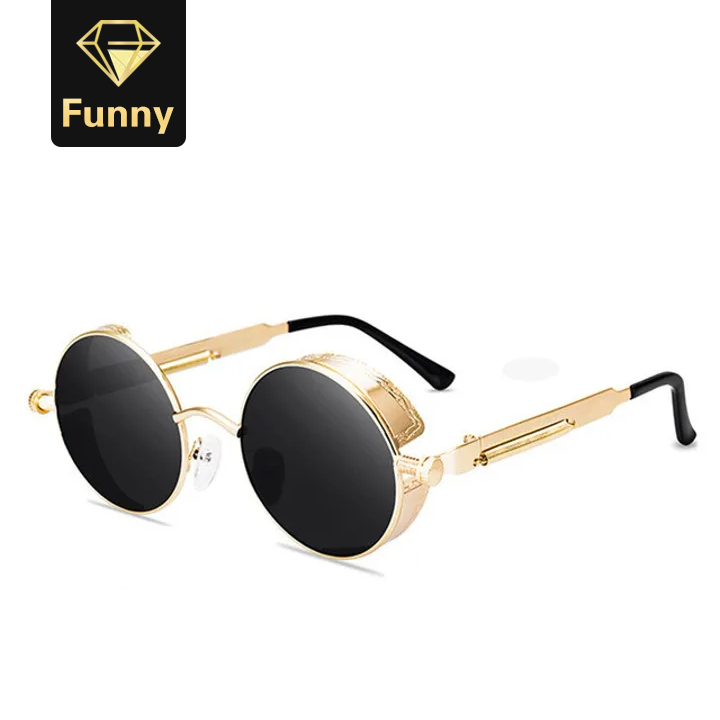 2021 High quality Classic Gothic Steampunk Sunglasses Sun Glasses Men Women Round Glasses