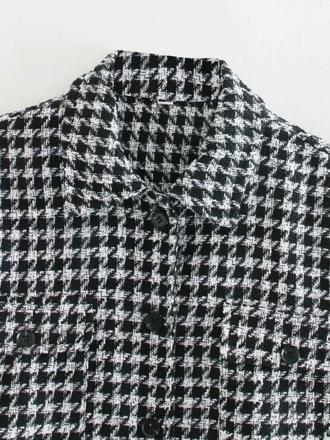 2021 High quality Women Coat Houndstooth Casual Woolen Shirt Woman Winter Fashion Drop Shoulder Tweed Plaid Jacket