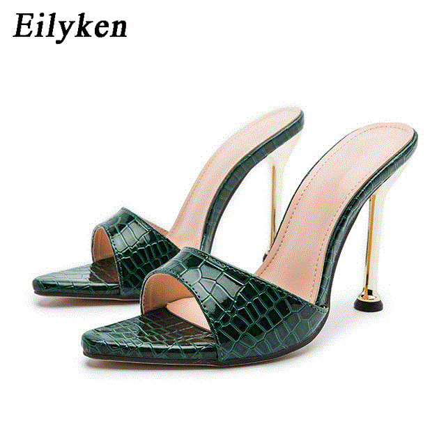 2021 High quality Women slippers Snake Strappy high heels Slippers Sandals flops Party shoes Woman