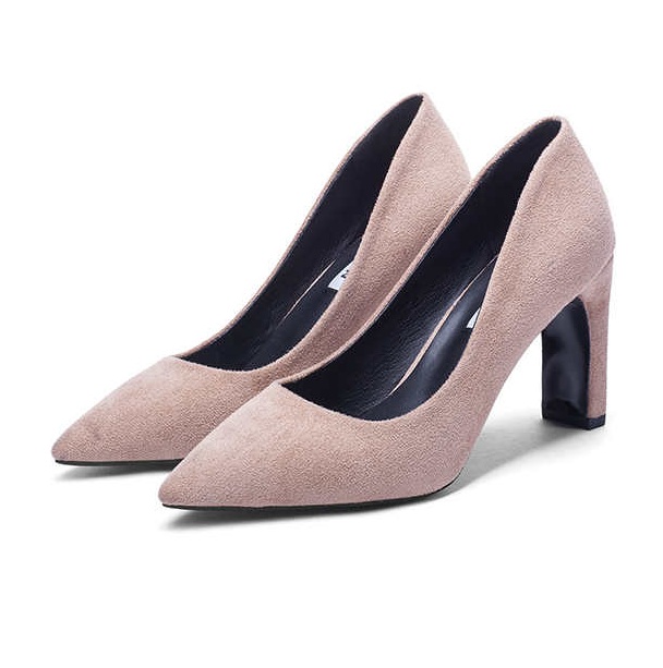 2021 High quality Plus Size Women 10cm Block High Heels Bridal Pumps Ladies Pointed Toe Plaza Heels Female Shoes