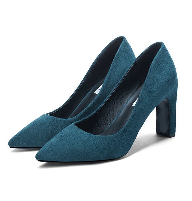 2021 High quality Plus Size Women 10cm Block High Heels Bridal Pumps Ladies Pointed Toe Plaza Heels Female Shoes