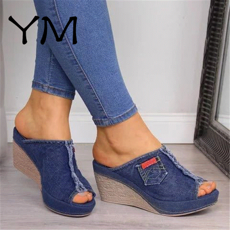 2021 High quality New Women's Sandals Women Summer Fashion Fish Mouth Sandals Thick Bottom Slippers Wedges Shoes