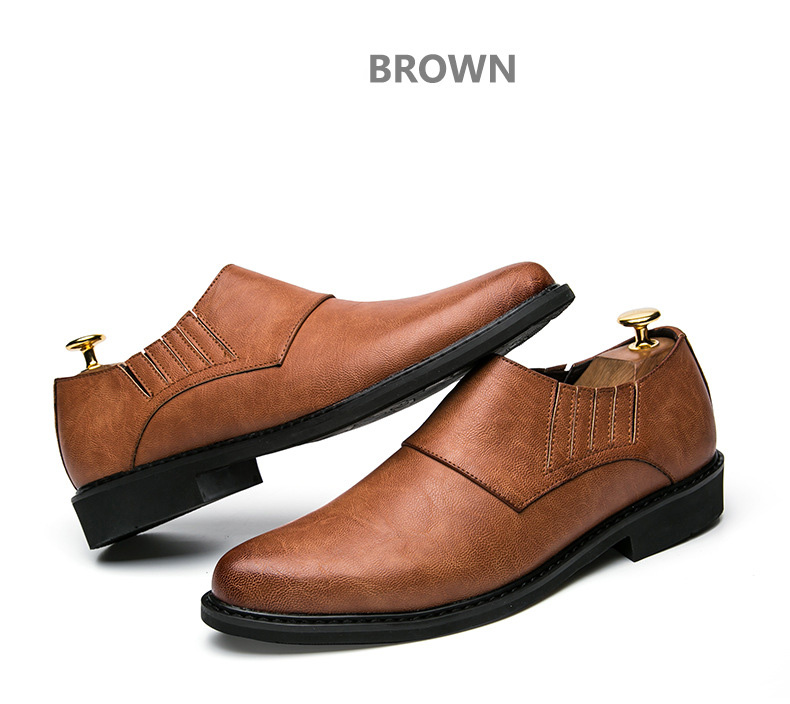 2021 High quality Men PU Leather Shoes Fashion Loafers Comfortable Pointed Toe Business Shoes Men Formal Shoes