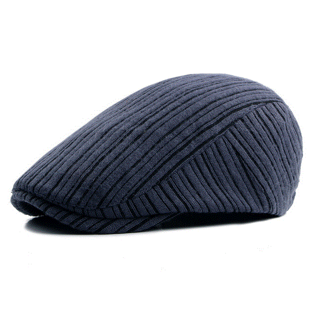 2021 High quality Casual Autumn Beret Hats For Men Women knitting Visor Peaked Flat Cap Duckbill Hat Stripe Beret Cap