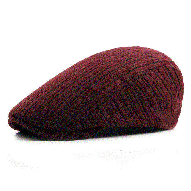 2021 High quality Casual Autumn Beret Hats For Men Women knitting Visor Peaked Flat Cap Duckbill Hat Stripe Beret Cap