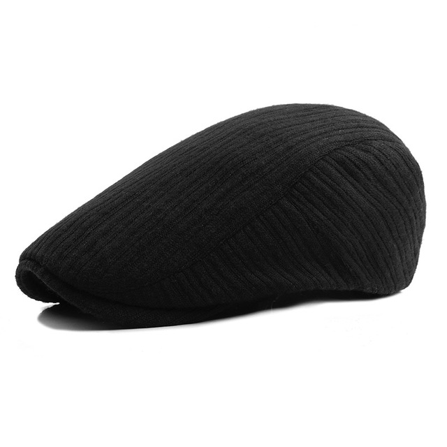 2021 High quality Casual Autumn Beret Hats For Men Women knitting Visor Peaked Flat Cap Duckbill Hat Stripe Beret Cap