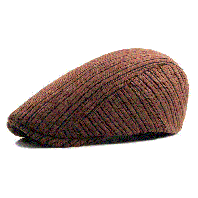 2021 High quality Casual Autumn Beret Hats For Men Women knitting Visor Peaked Flat Cap Duckbill Hat Stripe Beret Cap