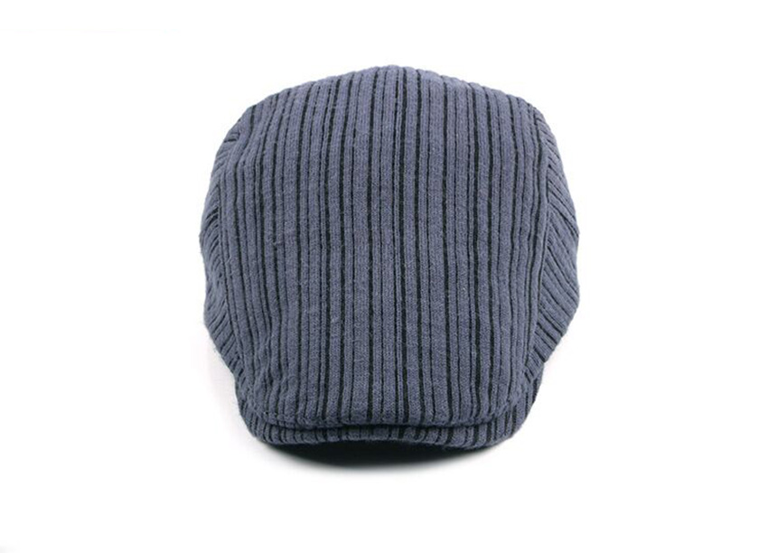 2021 High quality Casual Autumn Beret Hats For Men Women knitting Visor Peaked Flat Cap Duckbill Hat Stripe Beret Cap