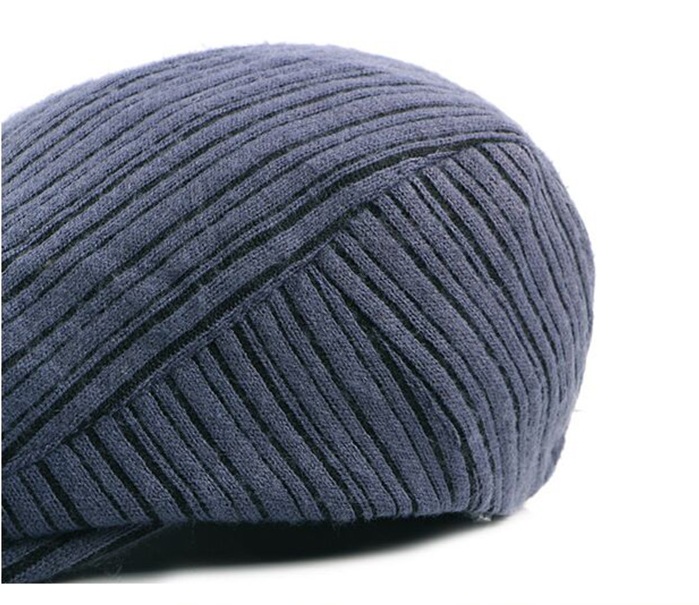 2021 High quality Casual Autumn Beret Hats For Men Women knitting Visor Peaked Flat Cap Duckbill Hat Stripe Beret Cap