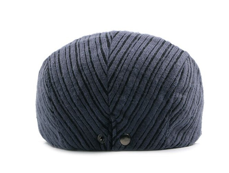 2021 High quality Casual Autumn Beret Hats For Men Women knitting Visor Peaked Flat Cap Duckbill Hat Stripe Beret Cap