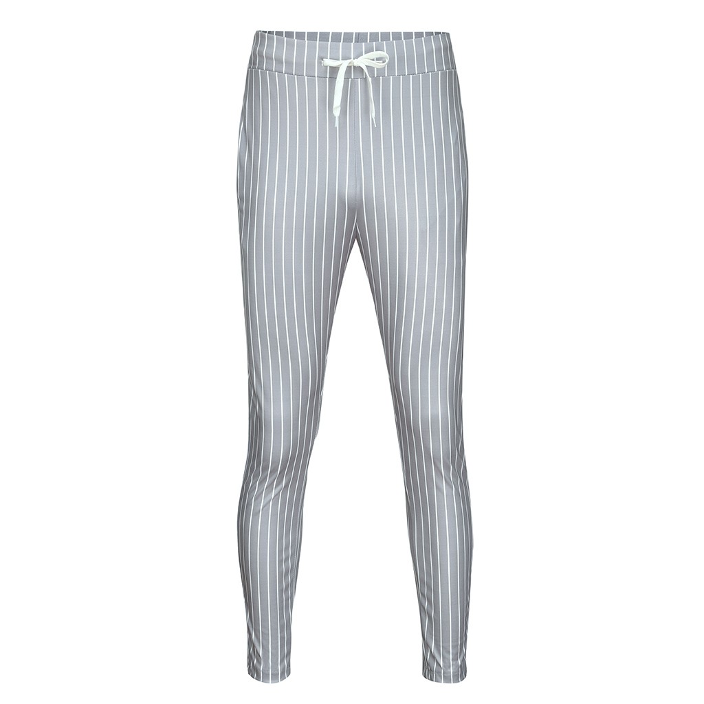 2021 High quality men's trousers Joggers Striped Patchwork Casual Drawstring Sweatpants Trouser Long male pants