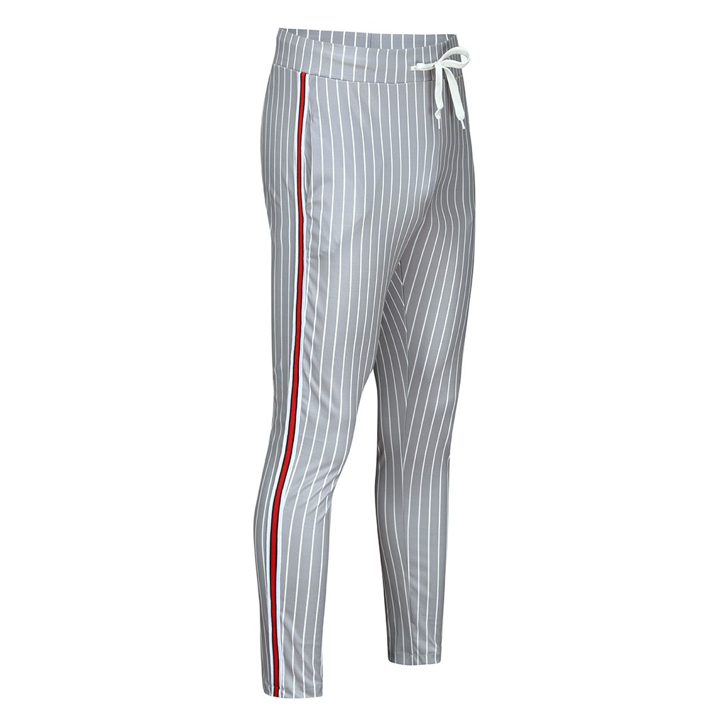 2021 High quality men's trousers Joggers Striped Patchwork Casual Drawstring Sweatpants Trouser Long male pants