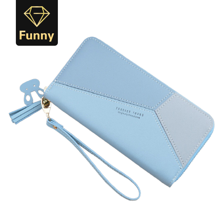 2021 High quality Geometric Luxury Brand PU Leather Wallets Women Long Zipper Coin Purses Tassel Design Clutch Wallet