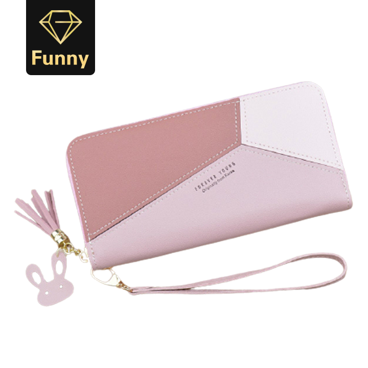 2021 High quality Geometric Luxury Brand PU Leather Wallets Women Long Zipper Coin Purses Tassel Design Clutch Wallet