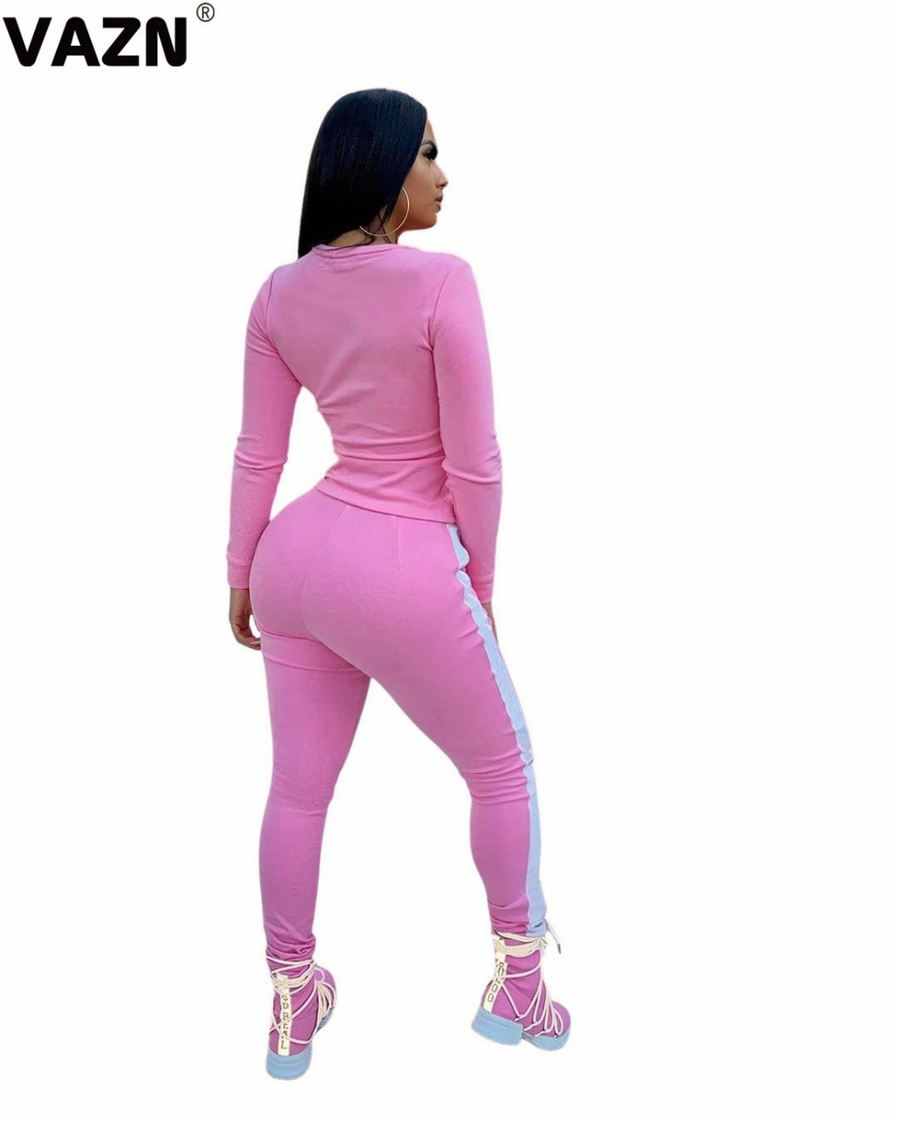 2021 High quality Autumn Simple Young Casual Free Solid Full Sleeve Top Long Pants Tracksuits Skinny Women 2 Piece Set