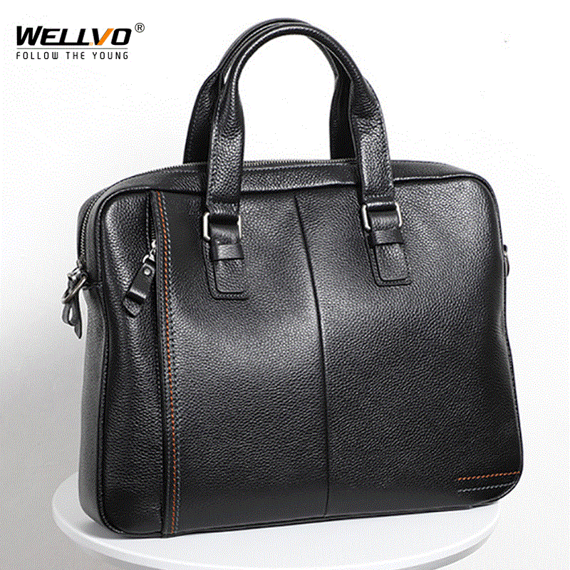 2021 High quality Briefcase Men Bag Business Handbag Male Laptop Shoulder Bags Tote Natural Skin Men Briefcase