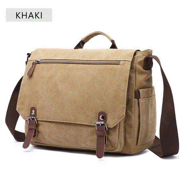 2021 High quality Retro Canvas Multifunction Shoulder Bag Solid Briefcases Pocket For Men Women Outdoor Office Bag