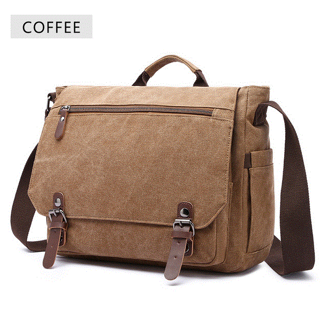 2021 High quality Retro Canvas Multifunction Shoulder Bag Solid Briefcases Pocket For Men Women Outdoor Office Bag