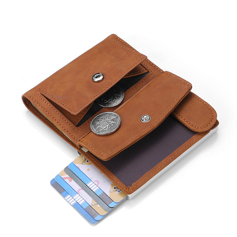 2021 High quality Men Wallets Card Holder Slim Thin Smart Magic Wallet Small Short Coin Purse Male Brown Vallet