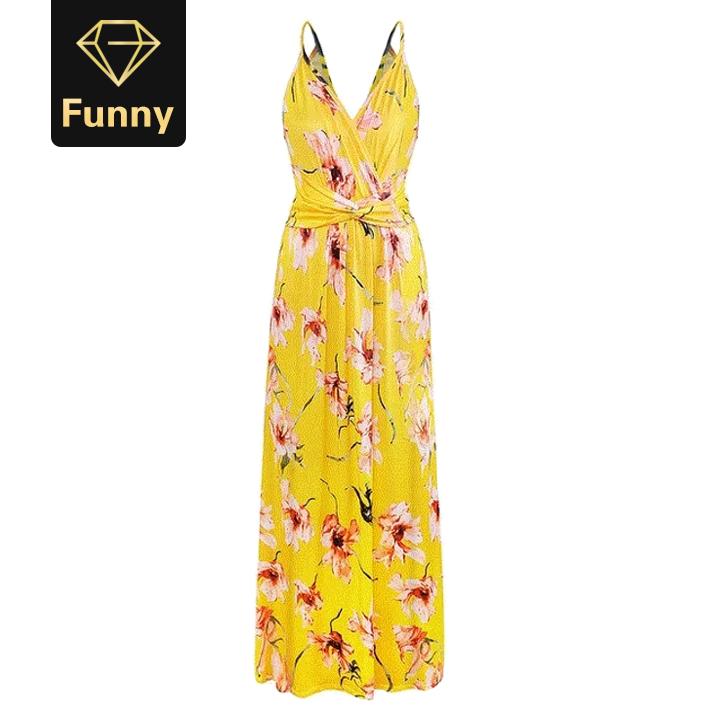 Multicolor Boho Long Dress Sling Cross Back Women V neck Party Night Elegant Sexy Maxi Summer Dress