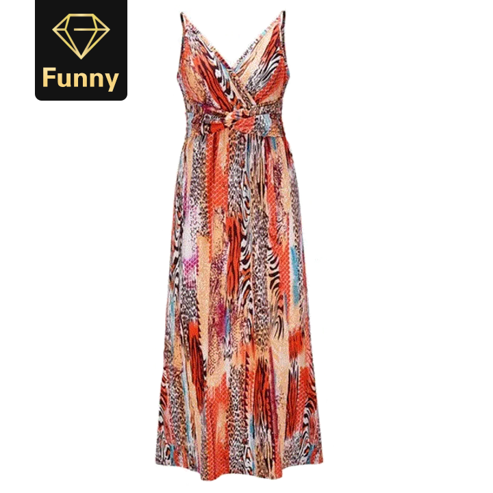 Multicolor Boho Long Dress Sling Cross Back Women V neck Party Night Elegant Sexy Maxi Summer Dress