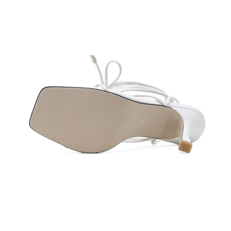 2021 High quality Summer women narrow band vintage square toe high heels cross strap thong sandals women V shape shoes