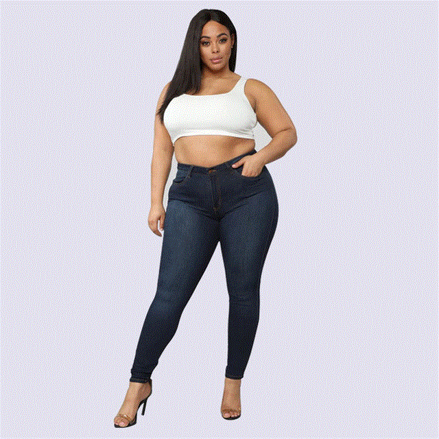 2021 High quality Hot Sale Plus size jeans women's high waist skinny denim jeans casual high stretch pencil pants drop