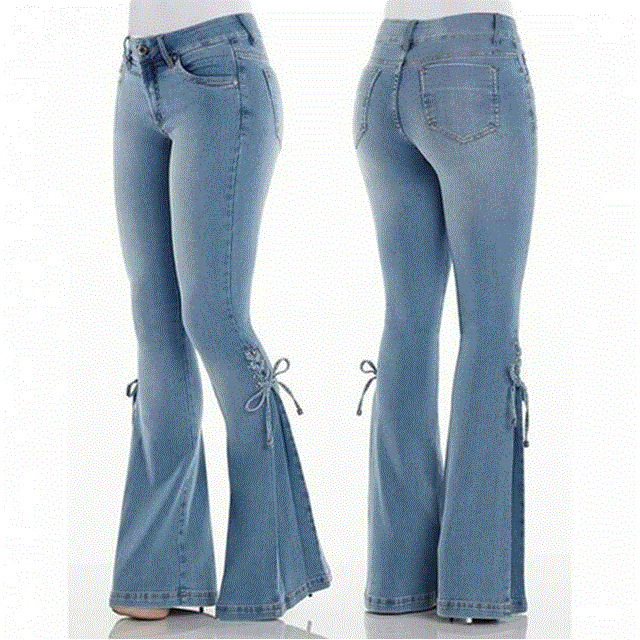 2021 High quality Women's Flare Jeans High Waist Push Up Jeans Female Wide Leg Trousers Skinny Bell Bottom Plus Size