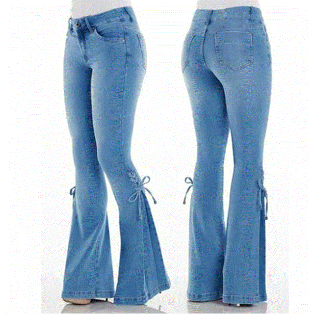 2021 High quality Women's Flare Jeans High Waist Push Up Jeans Female Wide Leg Trousers Skinny Bell Bottom Plus Size